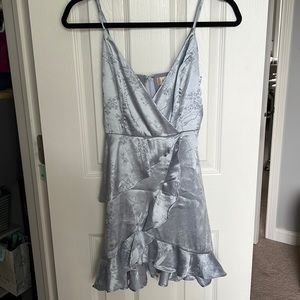 Altar'd State, XS, blue silk dress with soft flower pattern
